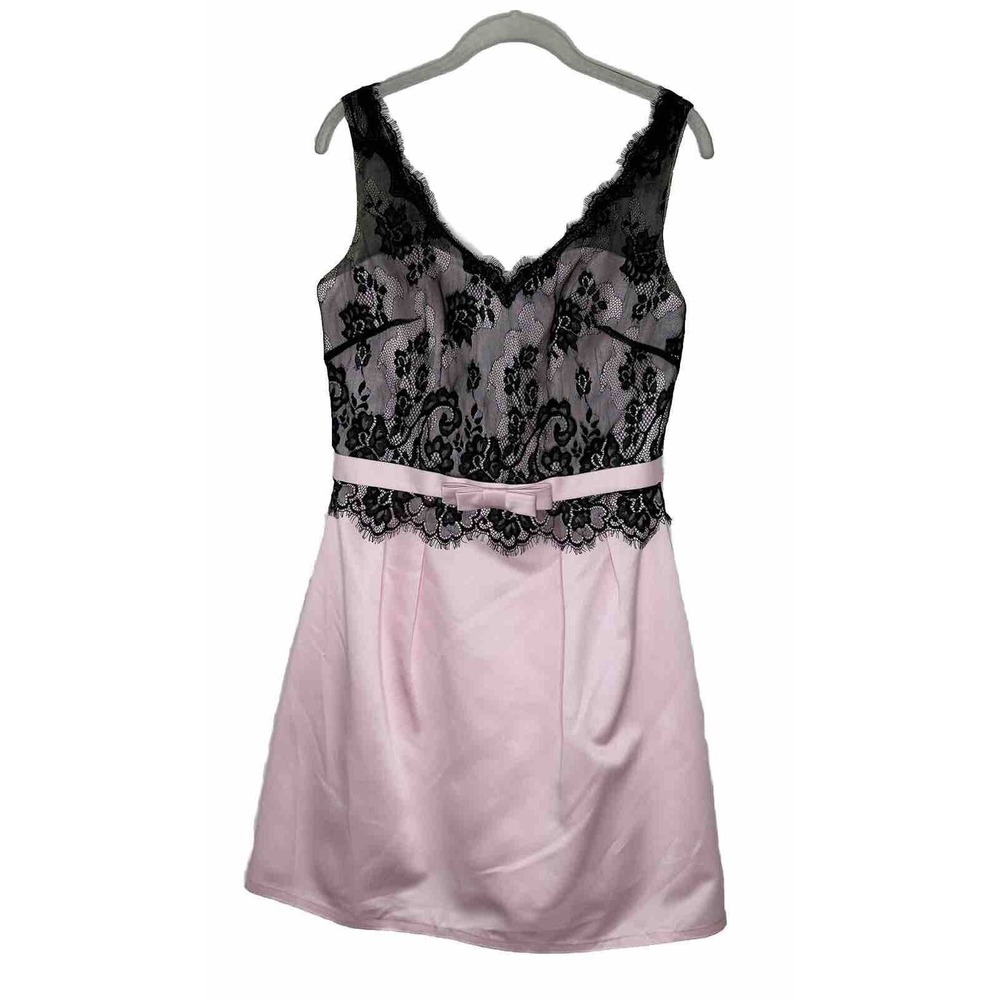 Impression Bridal Pink Black Lace Sleeveless Lined V-Neck Gown Dress 12 new